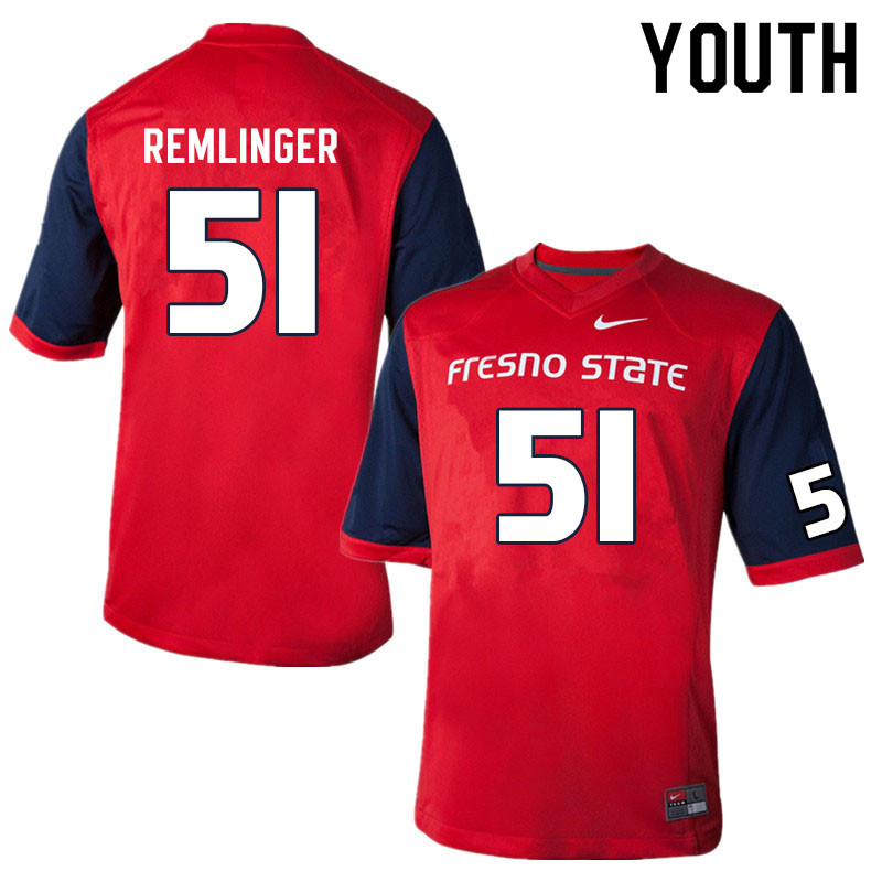 Youth #51 Charles Remlinger Fresno State Bulldogs College Football Jerseys Sale-Red - Click Image to Close